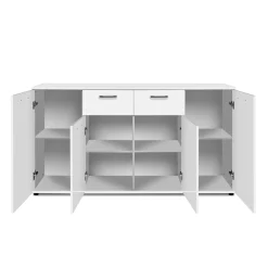 Buffet étroit blanc 4 portes 2 tiroirs ALVA