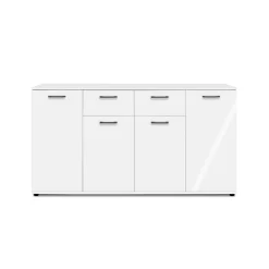 Buffet étroit blanc 4 portes 2 tiroirs ALVA