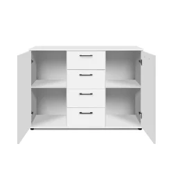Buffet étroit blanc 2 portes 4 tiroirs ALVA