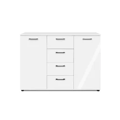 Buffet étroit blanc 2 portes 4 tiroirs ALVA