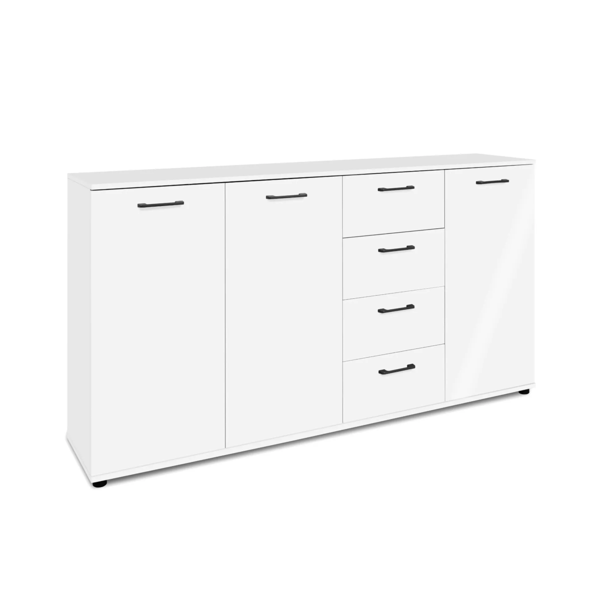 Buffet étroit blanc 3 portes 4 tiroirs ALVA