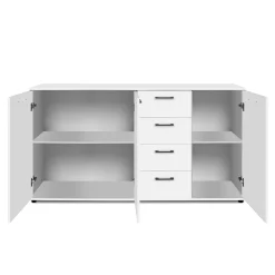 Buffet étroit blanc 3 portes 4 tiroirs ALVA