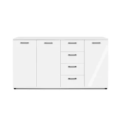Buffet étroit blanc 3 portes 4 tiroirs ALVA