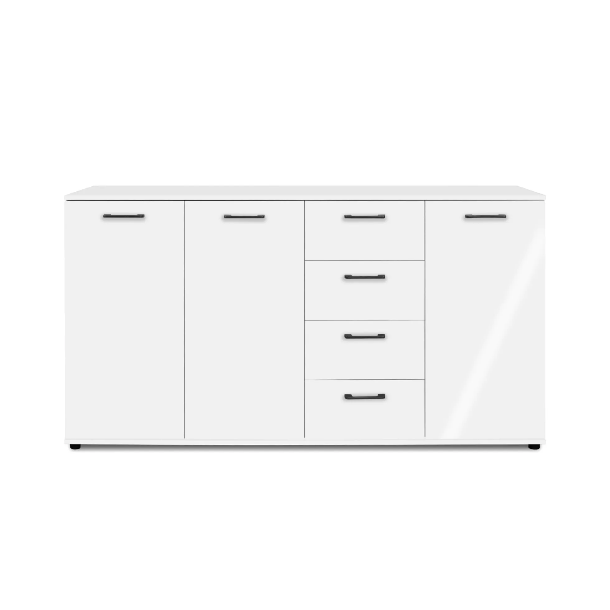 Buffet étroit blanc 3 portes 4 tiroirs ALVA