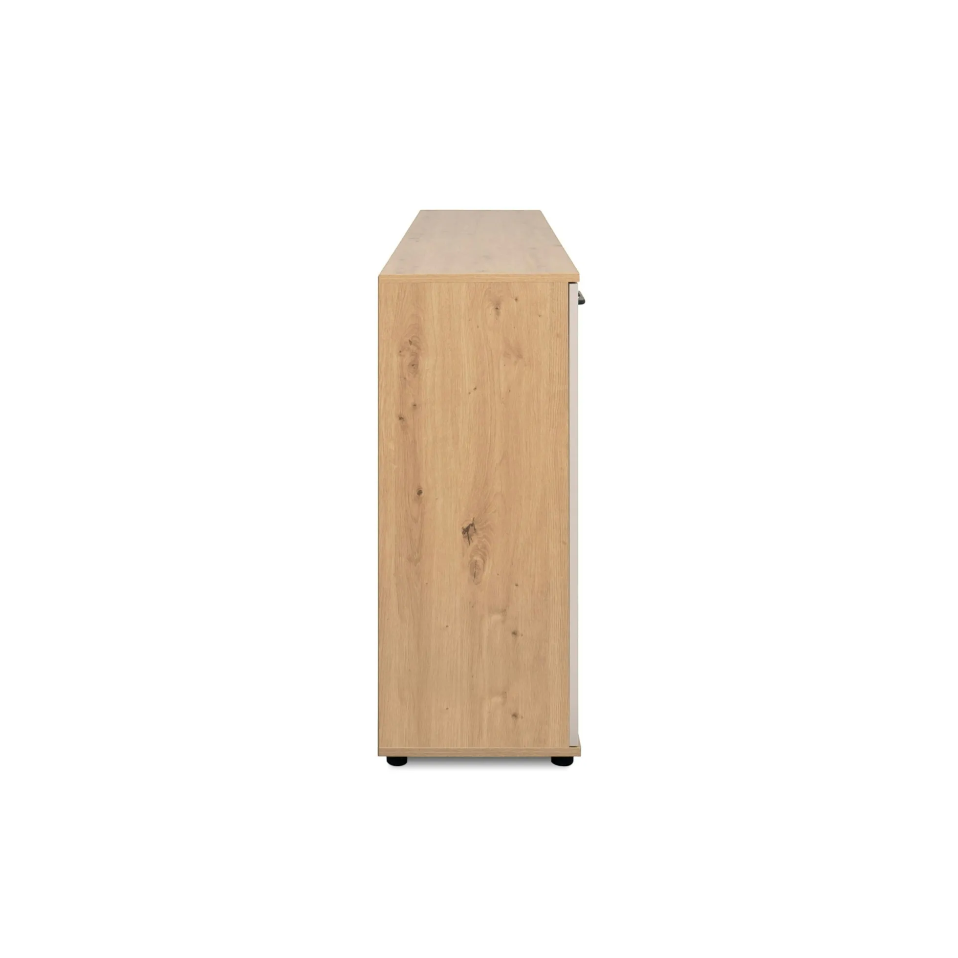 Buffet étroit décor bois et beige 4 portes ALVA