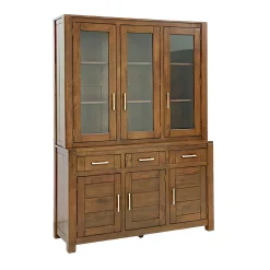 Buffet vaisselier vitré bois moderne ATTAN 150cm