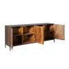 Buffet vintage bois brun 4 portes rainurées CORTINA
