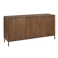 Buffet vintage bois brun 3 portes rainurées CORTINA