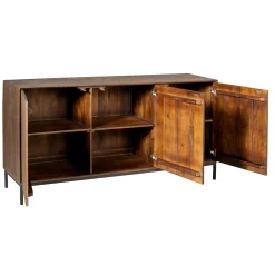 Buffet vintage bois brun 3 portes rainurées CORTINA