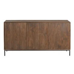 Buffet vintage bois brun 3 portes rainurées CORTINA