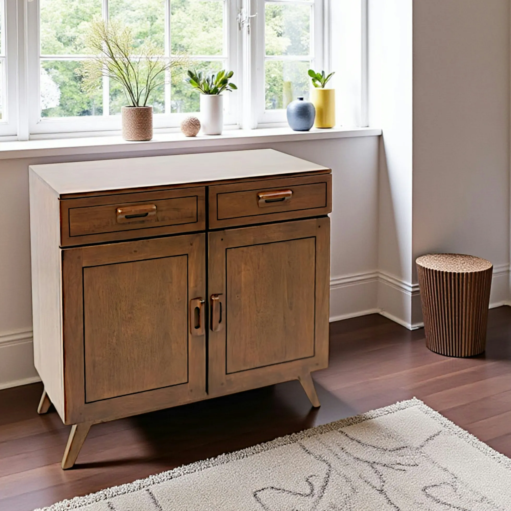 Buffet vintage hévéa massif 90x85cm SIXTIES