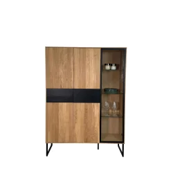 Buffet vitrine bois de chêne blanc HAVEN
