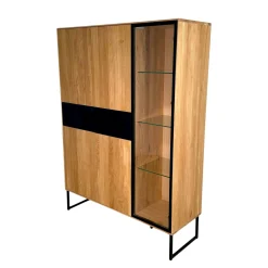 Buffet vitrine bois de chêne huilé HAVEN
