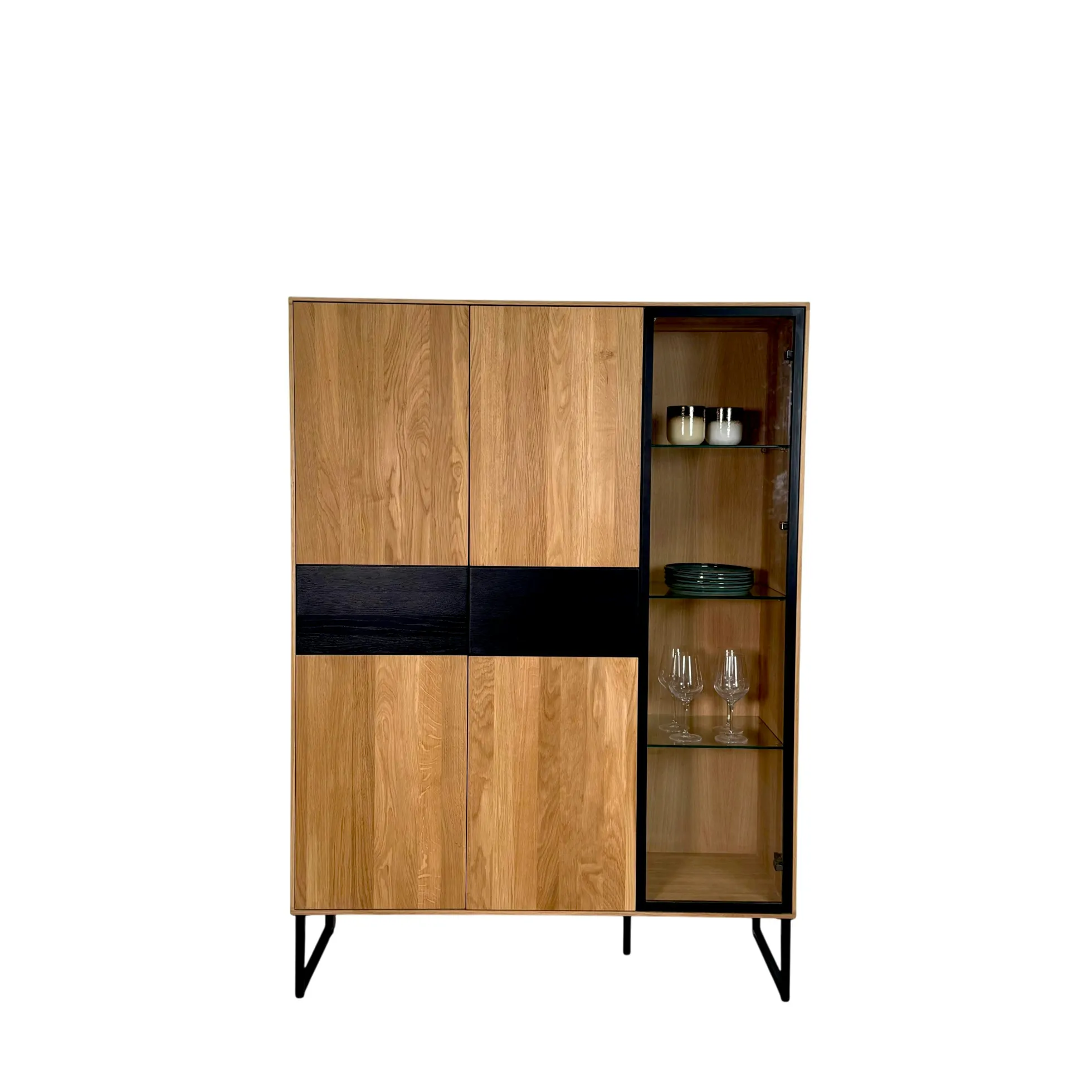 Buffet vitrine bois de chêne huilé HAVEN