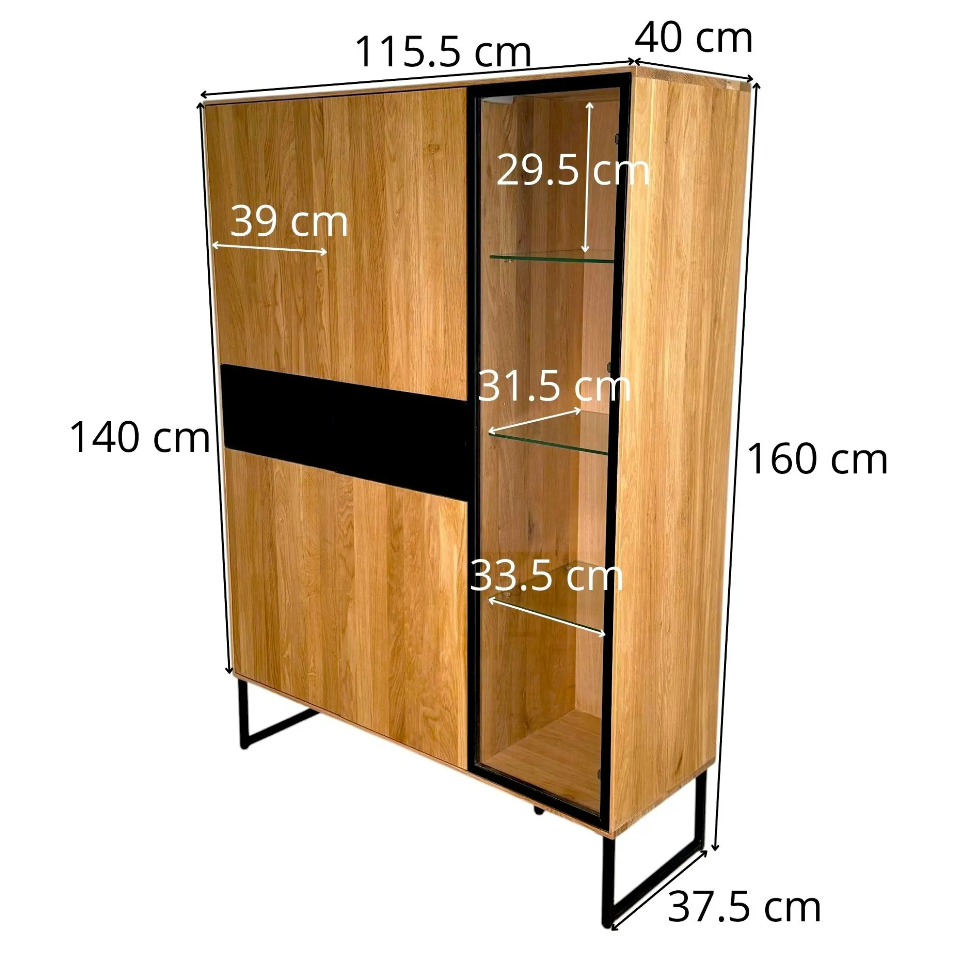Buffet vitrine bois de chêne huilé HAVEN