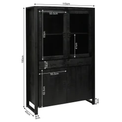 Buffet vitrine bois noir 115 cm MILORA