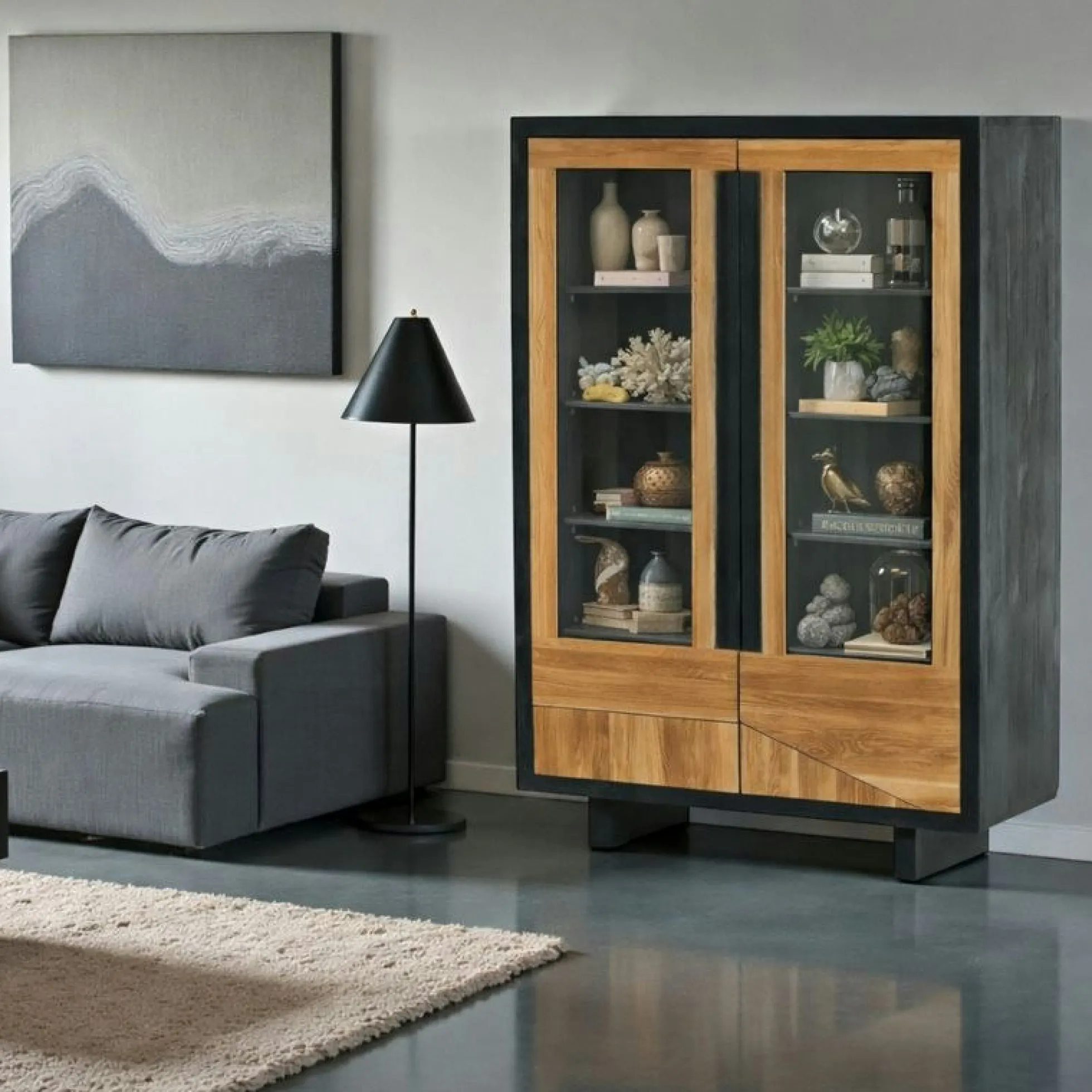 Buffet vitrine en bois FAIRLIE
