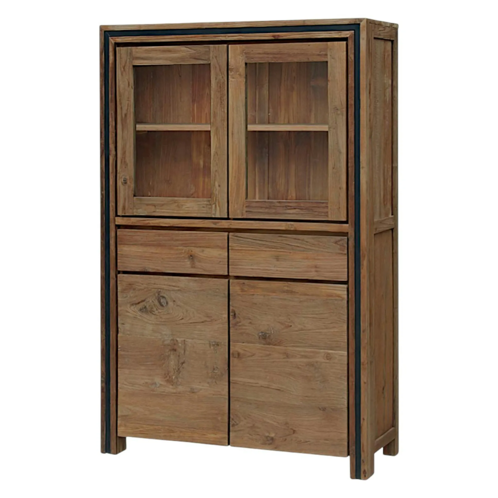 Buffet vitrine en bois recyclé de teck VADOD
