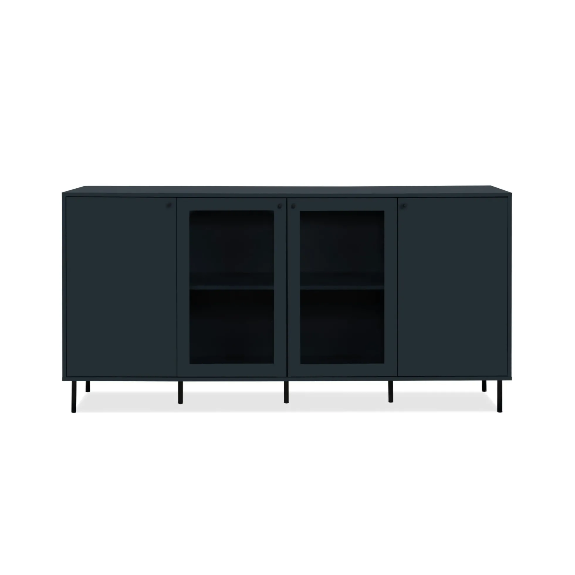 Buffet vitrine moderne bleu sombre 4 portes RAVEN