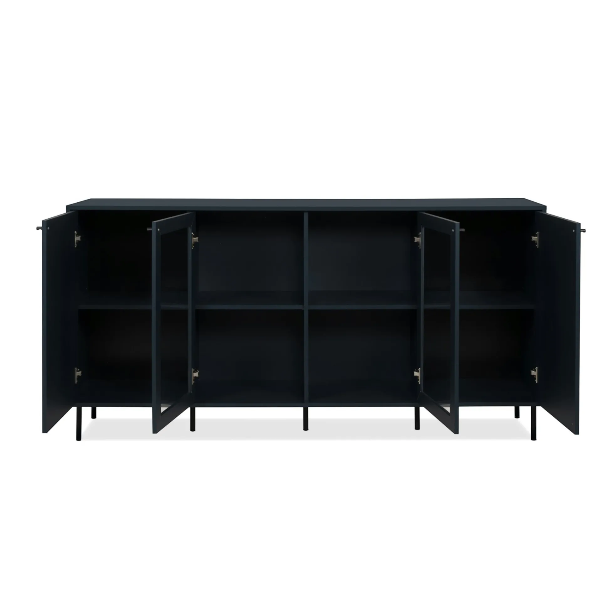 Buffet vitrine moderne bleu sombre 4 portes RAVEN