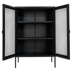 Buffet vitrine métal noir portes grillagées ODENSE