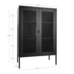 Buffet vitrine métal noir portes grillagées ODENSE