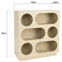 Buffet 70x23cm 6 niches en bois peint beige CASTILLE