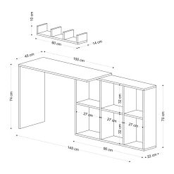 Bureau avec rangement cubes et étagère - effet chêne MARFA
