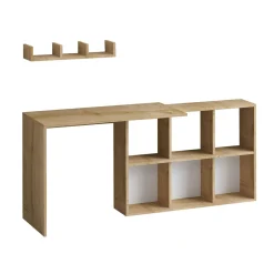 Bureau avec rangement cubes et étagère - effet chêne MARFA