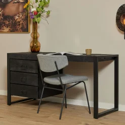 Bureau bois noir 3 tiroirs MILORA