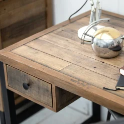 Bureau bois recyclé métal 2 tiroirs BRISBANE