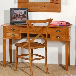 Bureau colonial 5 tiroirs Teck Miel 120cm BISHO