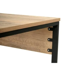 Bureau double avec rangement central - plateau effet pin MARFA