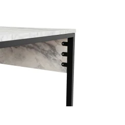 Bureau double avec rangement central - plateau effet marbre MARFA