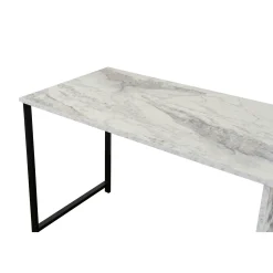 Bureau double avec rangement central - plateau effet marbre MARFA