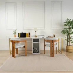 Bureau double blanc avec rangement central intégré MARFA
