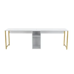 Bureau double blanc avec rangement central intégré MARFA