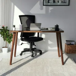 Bureau en bois foncé et verre noir - style moderne ANZIO