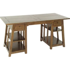 Bureau exotique hévéa massif 2 tiroirs 150cm MAORI