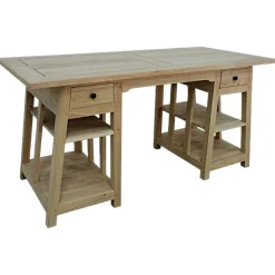 Bureau exotique hévéa massif 2 tiroirs 150cm MAORI