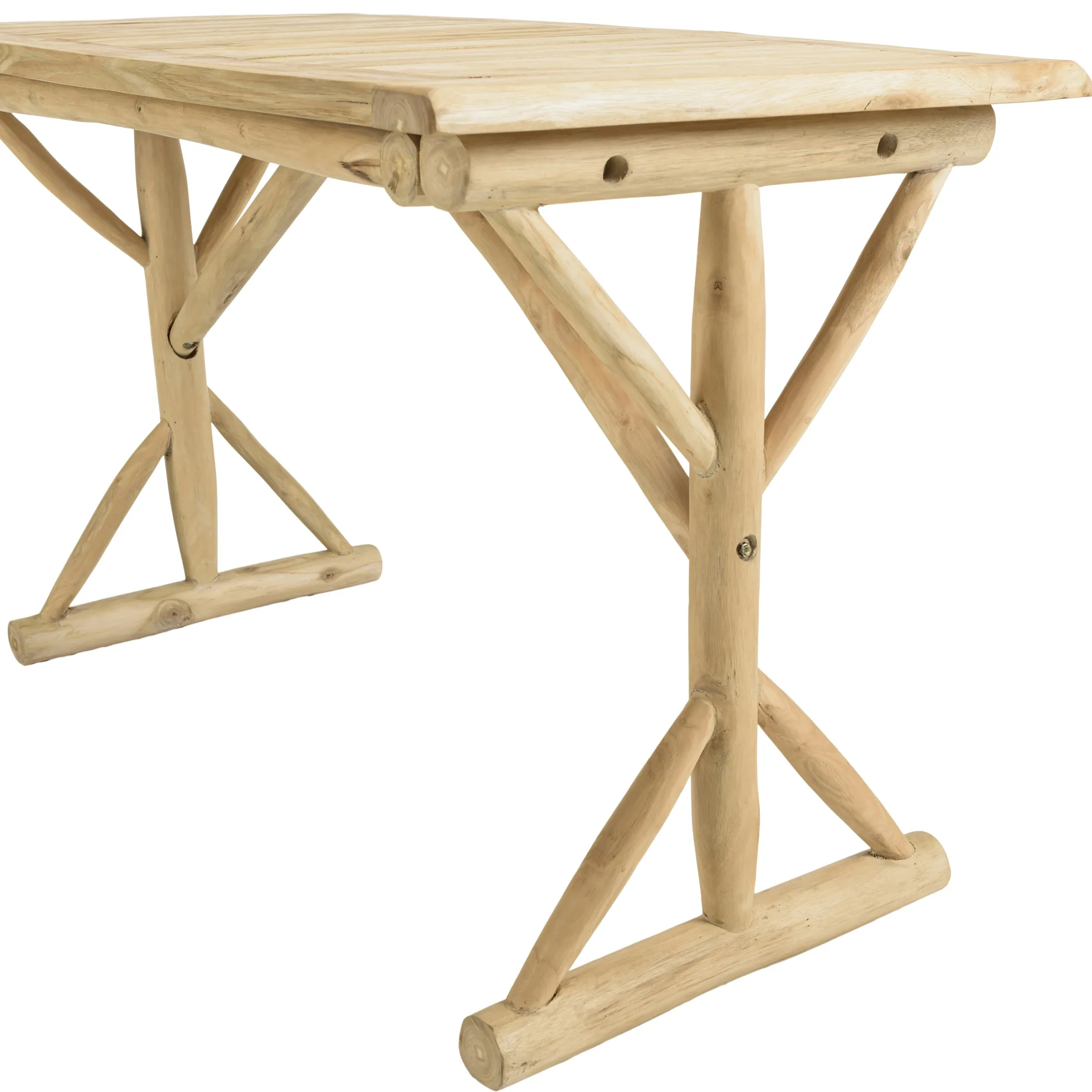 Bureau exotique rondins de teck naturel MANAK