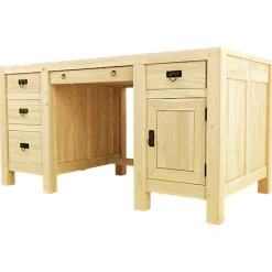 Bureau Hévéa 1 porte, 5 tiroirs 150x75x76cm TESSA