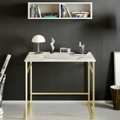 Bureau moderne chic décor marbre avec étagère assortie MARFA