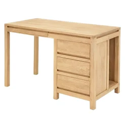 Bureau moderne 3 tiroirs hévéa 120x60x76cm OLGA