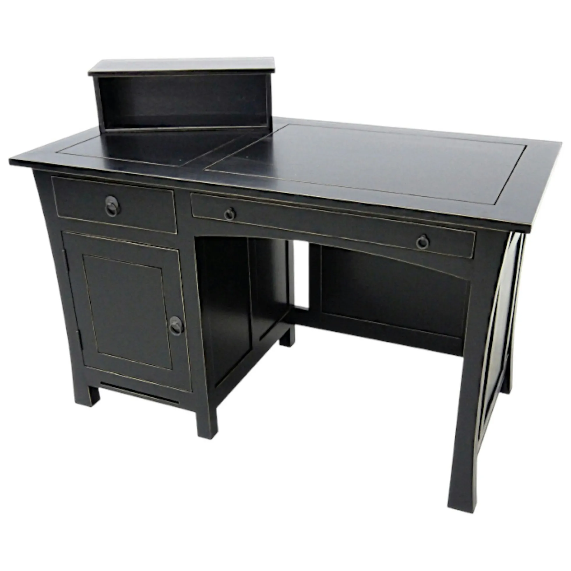 Bureau multimédia Hévéa 1 porte, 1 tiroir, 1 tablette coulissante, 1 niche supérieure 125x65x75cm MAORI