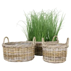 Cache-pot bas en rotin (lot de 2)
