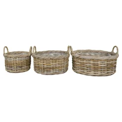 Cache-pot bas en rotin (lot de 2)