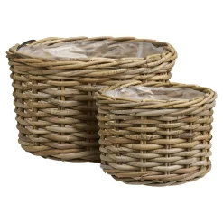 Cache-pot bas pour grandes plantes, en rotin (lot de 2)