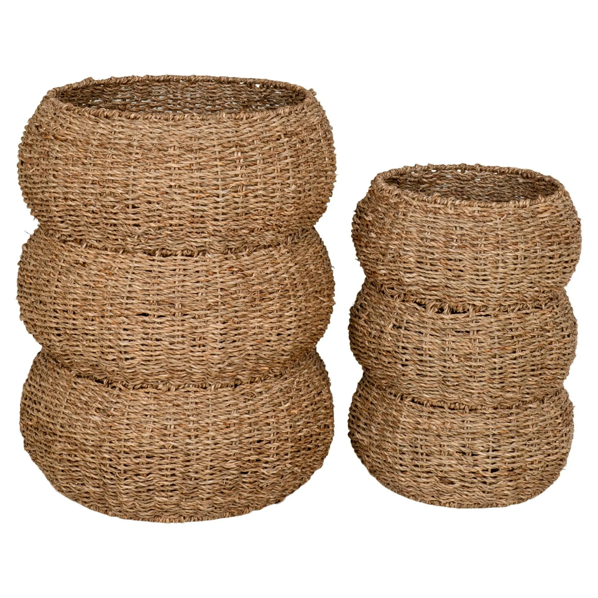 Cache-pot en jonc de mer pour grandes plantes, forme ronde (lot de 2)