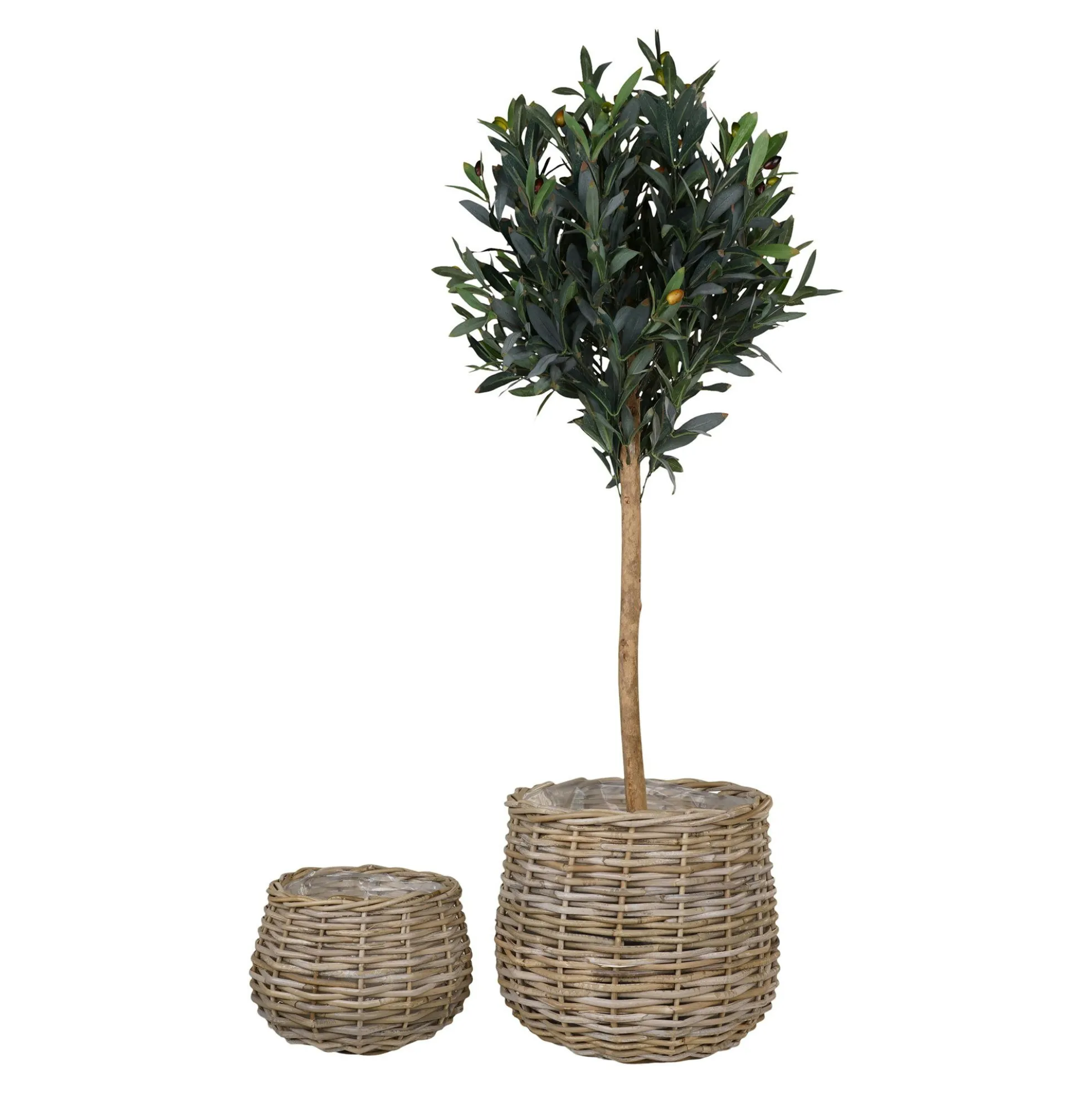 Cache-pot en rotin, forme boule (lot de 2)